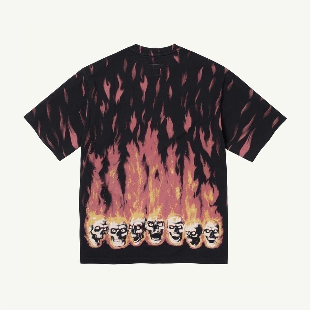 Supreme Maison Margiela MM6 Liquid Blue Oversized Skull Flames Tee - Picture 3 of 8